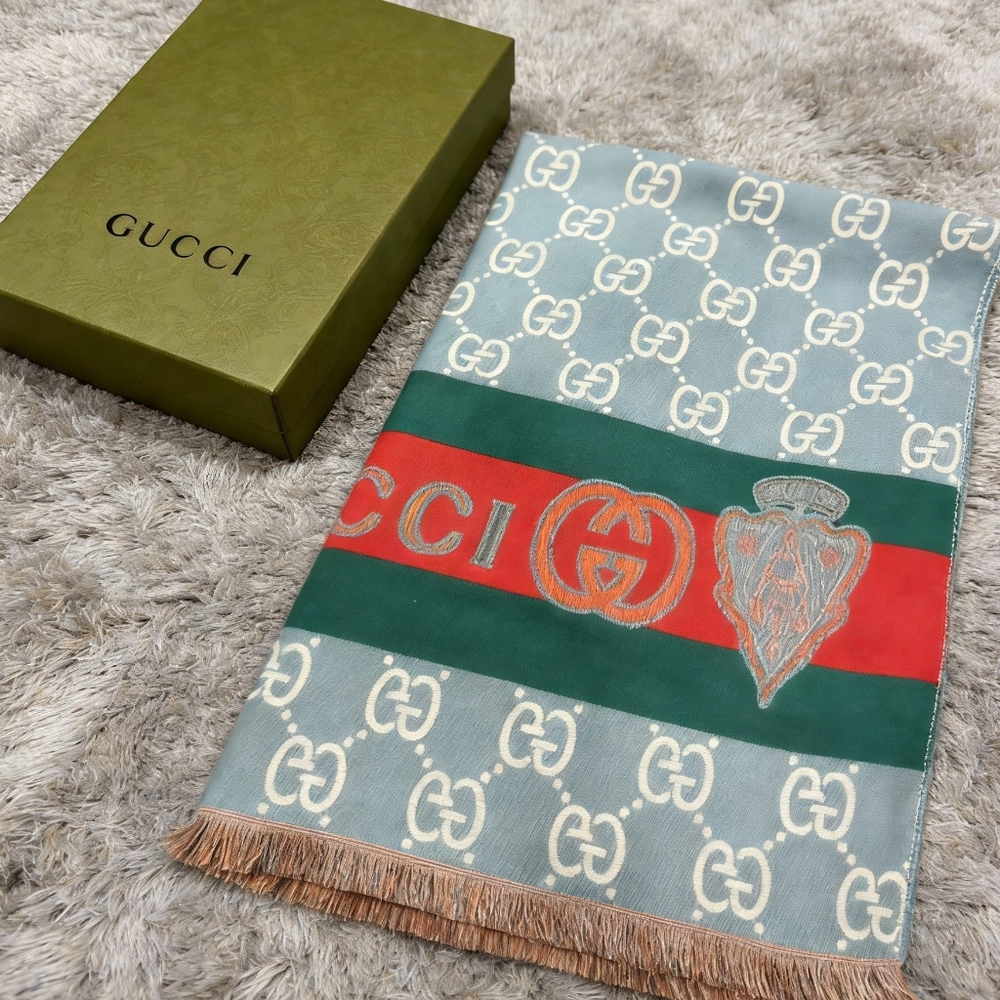 GUCCI GG Monogram Web Stripe Scarf